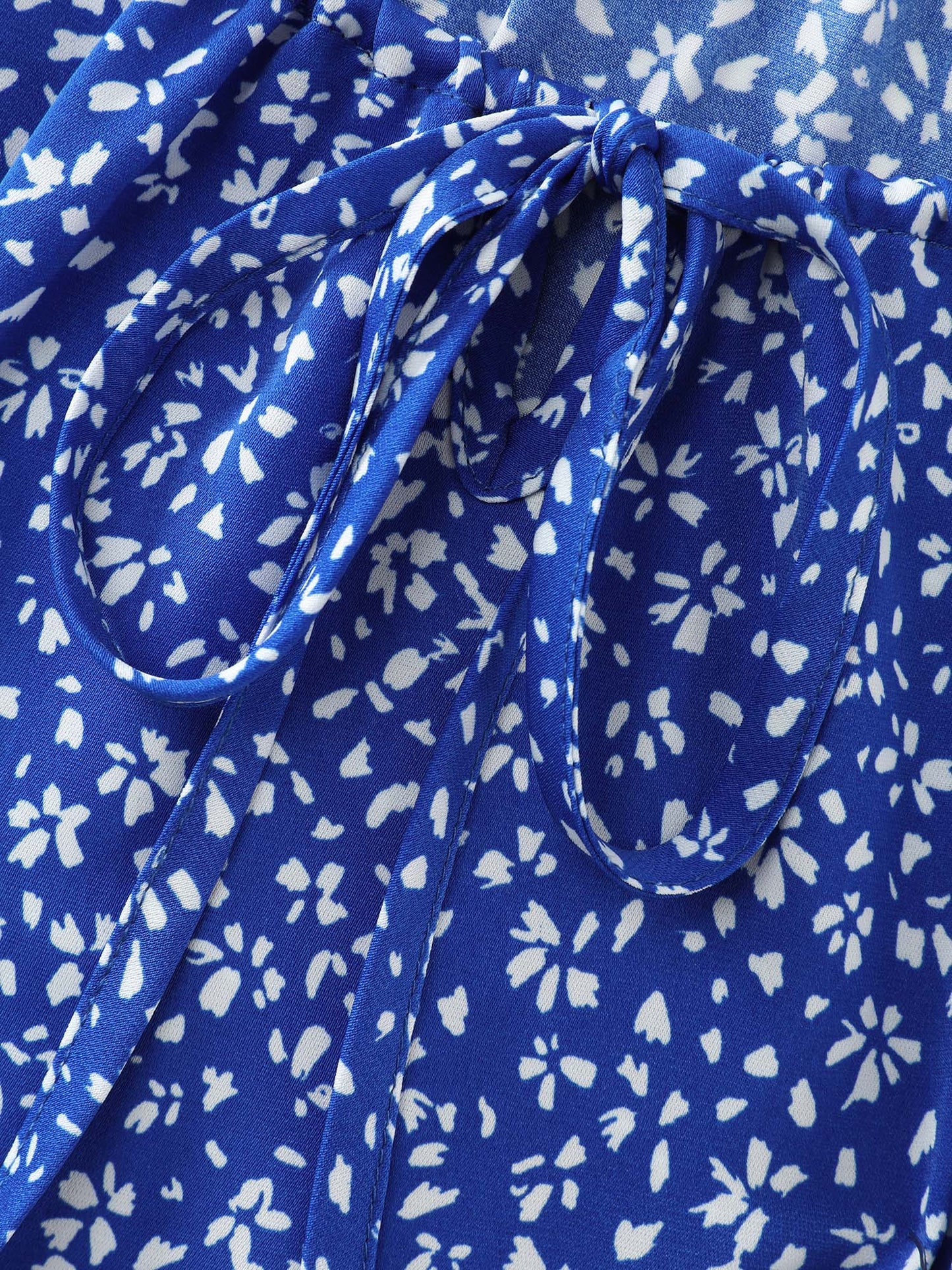 Micro Floral Print Bow-Tie Neckline Mini Dress