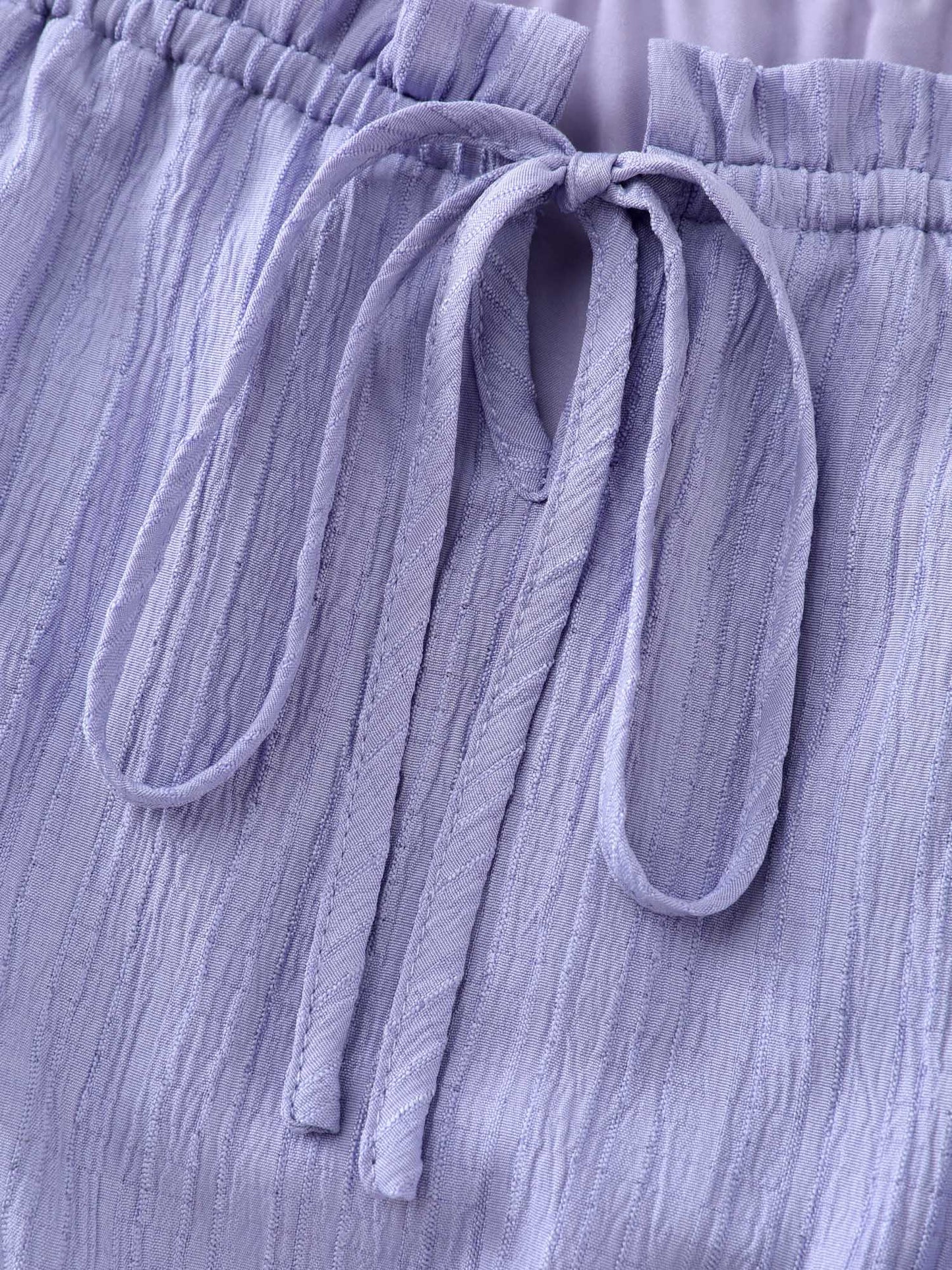 Textured Cinched-Waist Drawstring Flowy Maxi Dress