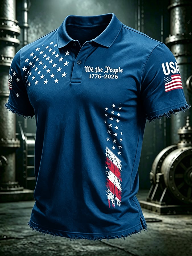 Men'S Flag Printed Casual Top