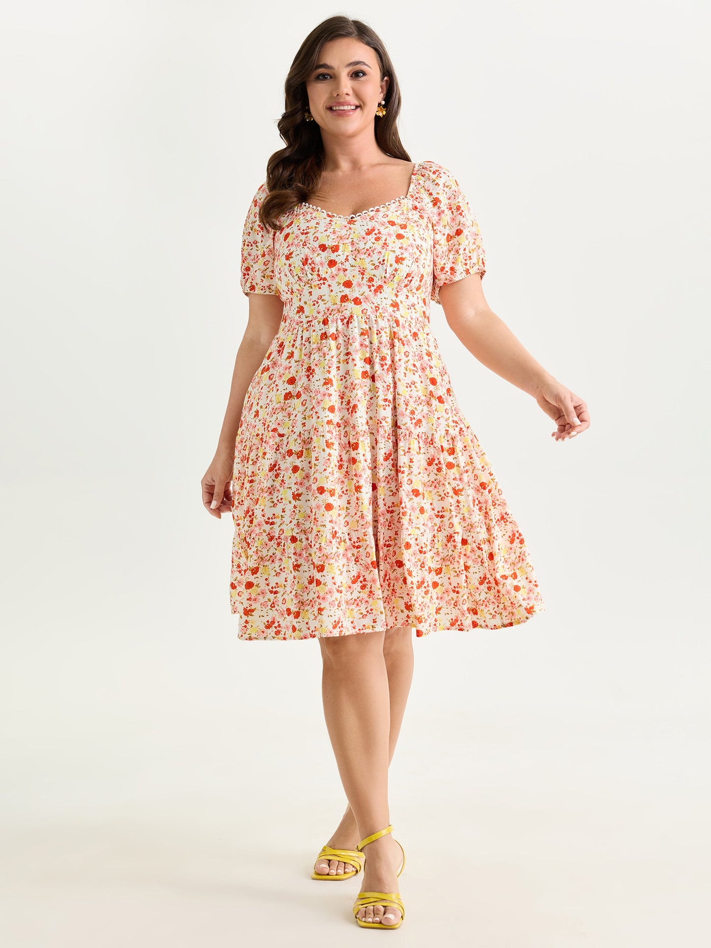 Floral Print Cinched-Waist Mini Dress