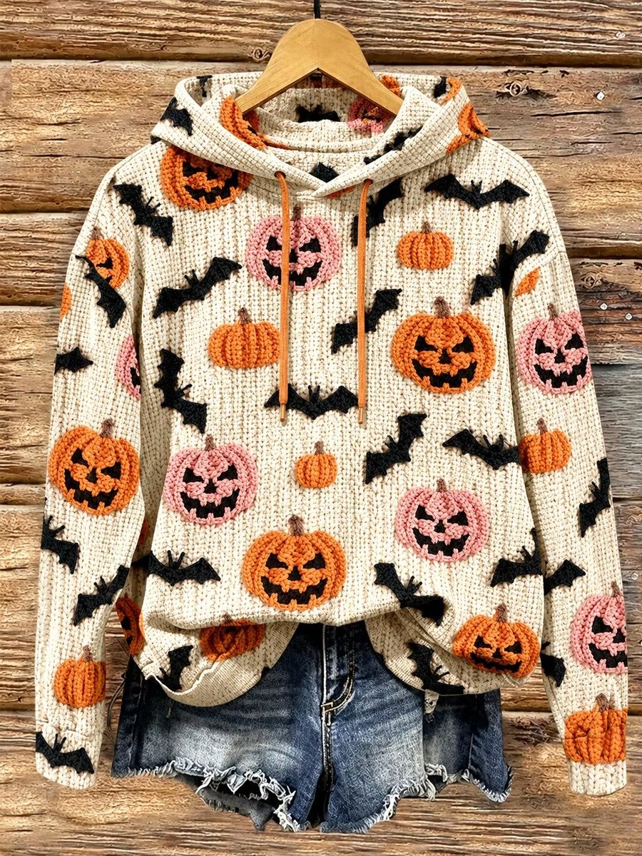 Women's Halloween Pumkin Art Print Casual Sweatshirt