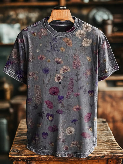 Women's Vintage Floral Art Pattern Print Casual Cotton And Linen Shirt