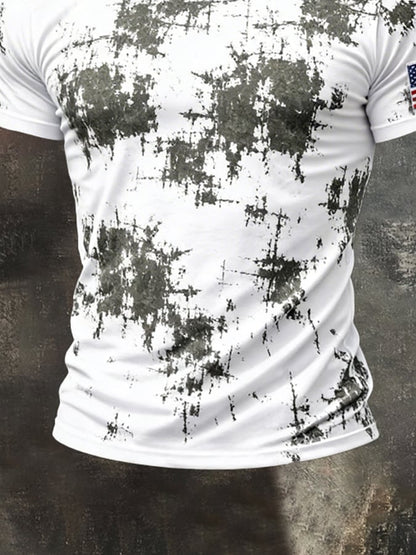 Men'S Retro Inkjet Patriot Crew Neck Short Sleeve T-Shirt