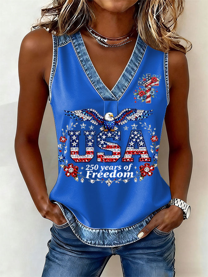 🔥Buy 3 Get 10% Off🔥Women's Flag Cross Print Sleeveless Top