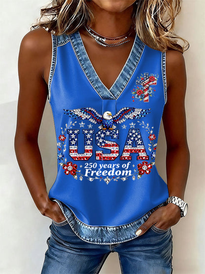 🔥Buy 3 Get 10% Off🔥Women's Flag Cross Print Sleeveless Top