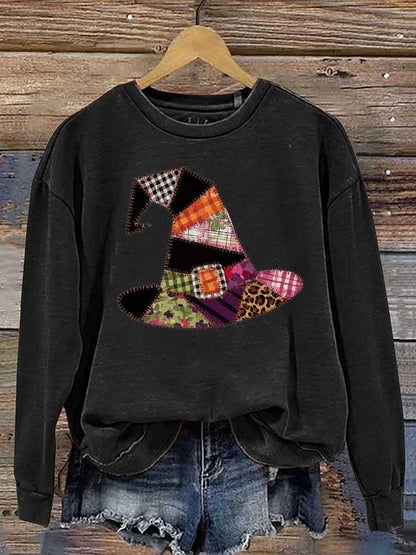 Women's Halloween Witch Hat Print Casual Sweatshirt