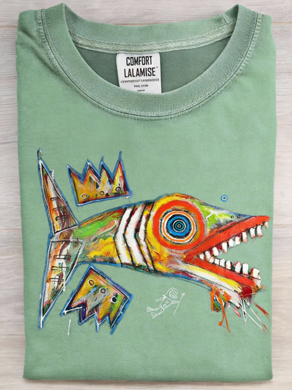 Abstract Art Fish Print T-shirt