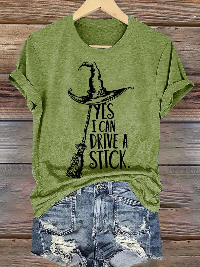 🔥HOT SALE🔥Women's Yes I Can Drive A Stick Print Round Neck T-shirt