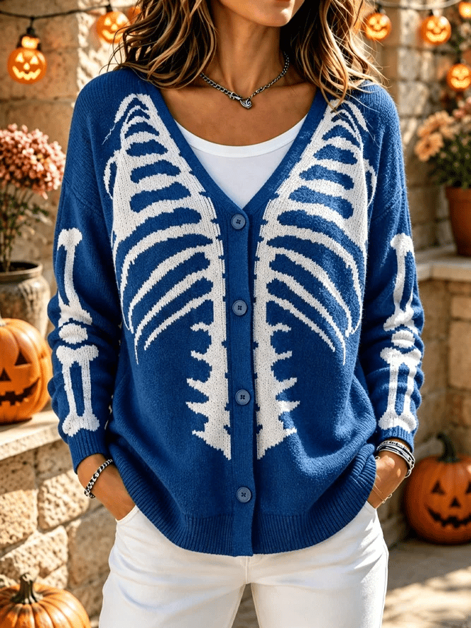 Women'S Casual Maple Leaf Knit Cardigan