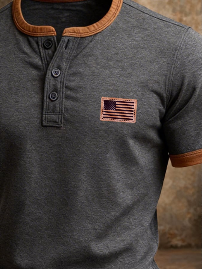 Men's Retro Patriot Patchwork T-shirt
