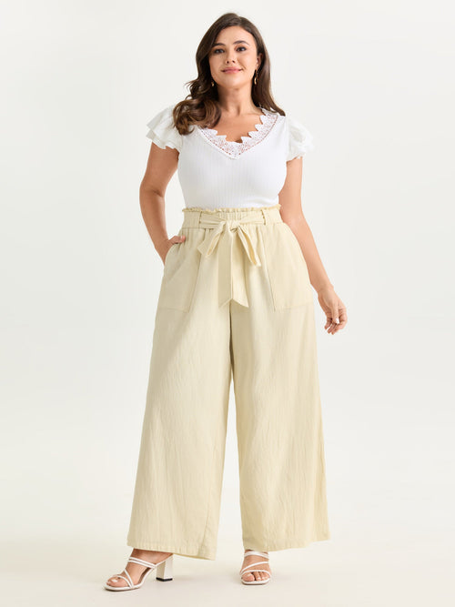 Cotton Waist-Tie Shirred Breezy Pants