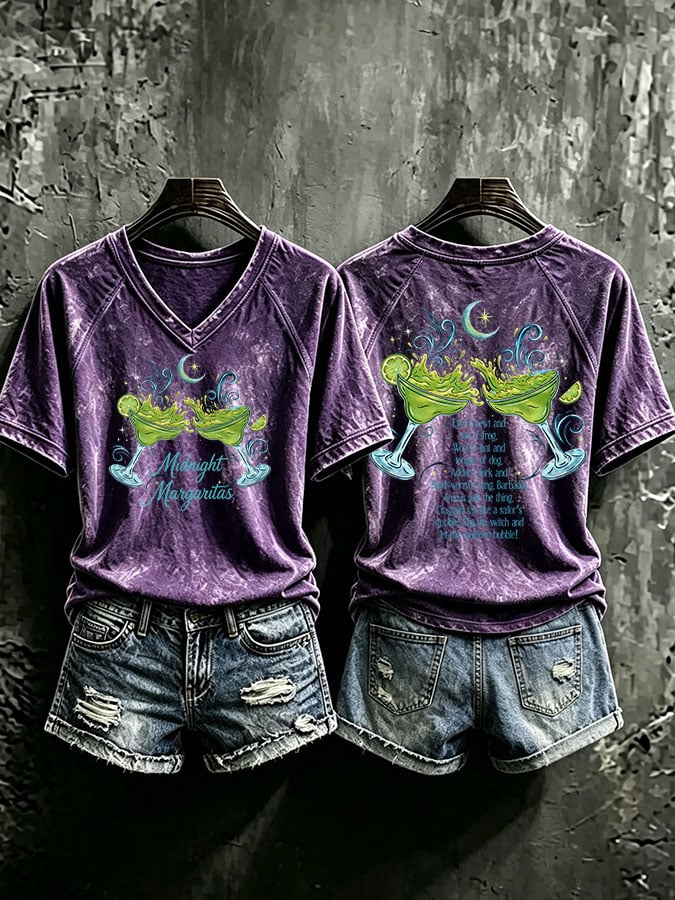 Women's Midnight Margaritas Print Casual T-shirt