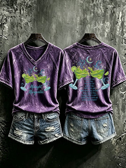 Women's Midnight Margaritas Print Casual T-shirt