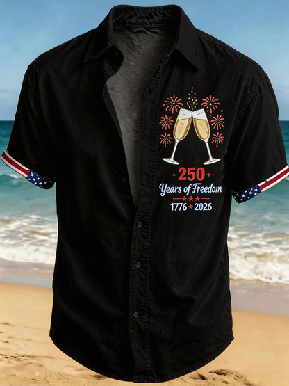 Men'S 250 Years of Freedom Fireworks Champagne Button-Down Shirt