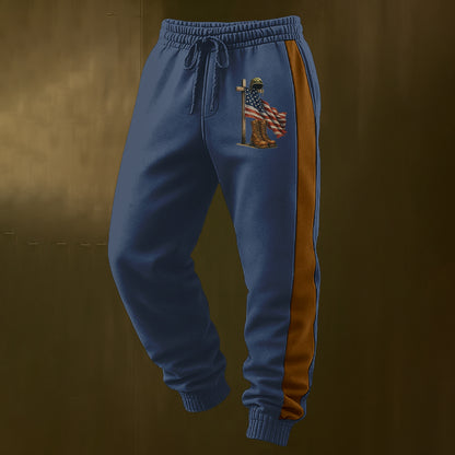Men's Retro Faith Veteran Flag Print Casual Pants