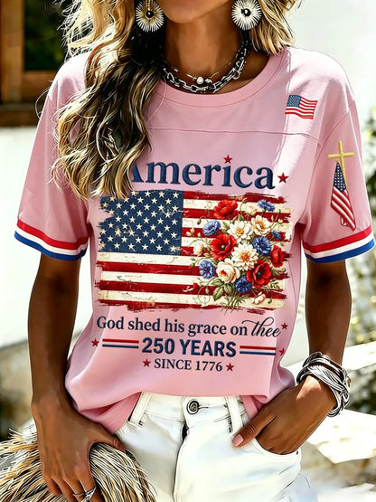 Women's 250th Anniversary Print V-Neck Top