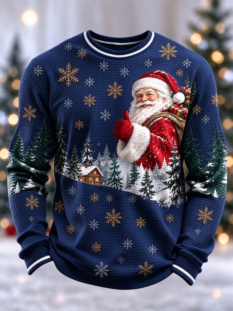 Men's Christmas Waffle Long Sleeve T-Shirt