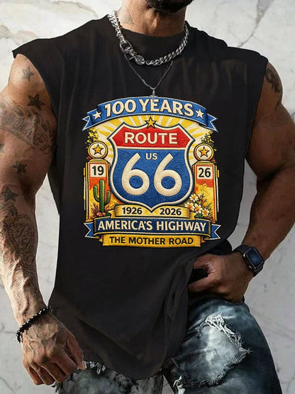 Men's Route 66 Centennial Mother Road Printed Casual T-shirt