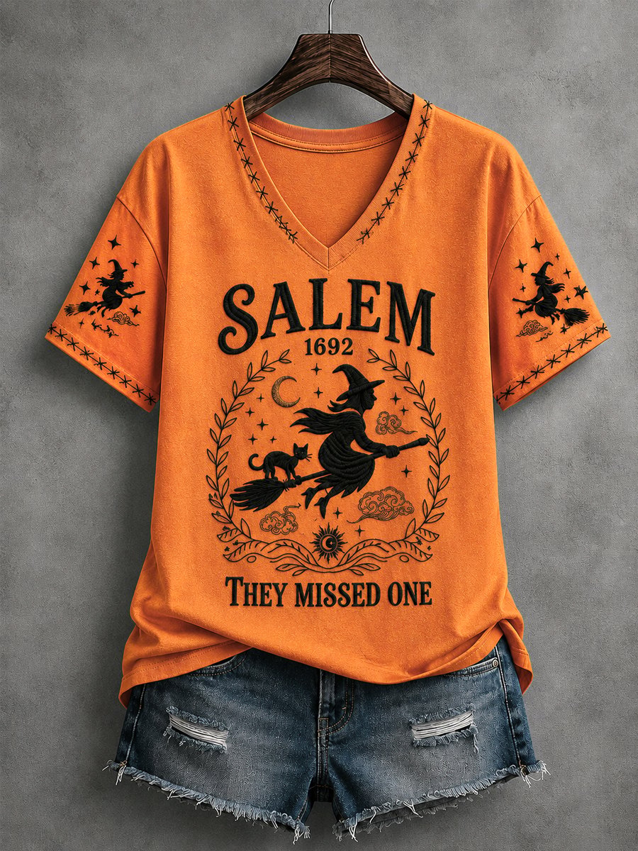 Women's Halloween Witch Short-Sleeved Shirt