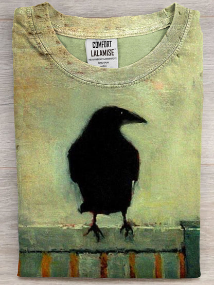 Raven Art Print Casual Short Sleeve T-shirt