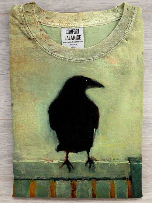 Raven Art Print Casual Short Sleeve T-shirt