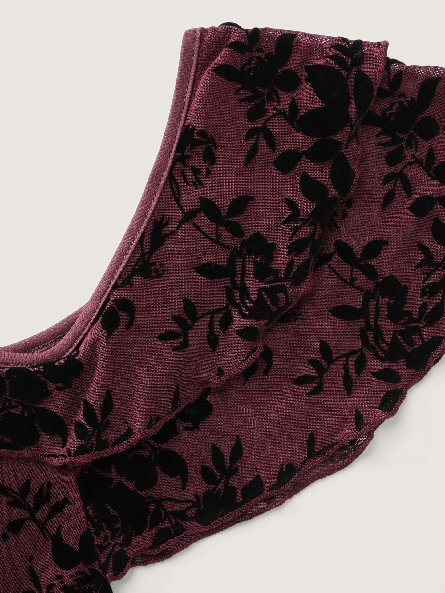 Floral Flocked Mesh Ruched Drawstring Midi Dress