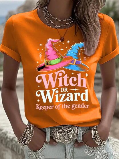 Women's  halloweenwitch print casual T-shirt