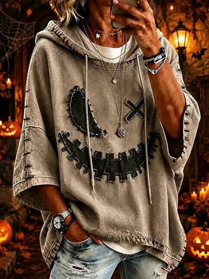 Women's Halloween Scary Pumpkin Face Art Print Hooded Sweatshirt