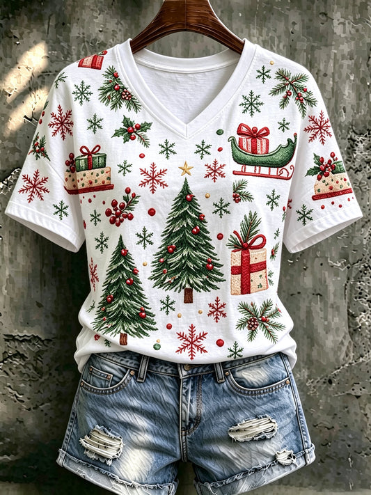 Women's Christmas Print Cozy T-shirt