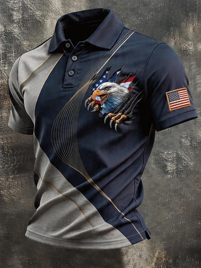Men's America 250th Anniversary Print Casual Polo Shirt