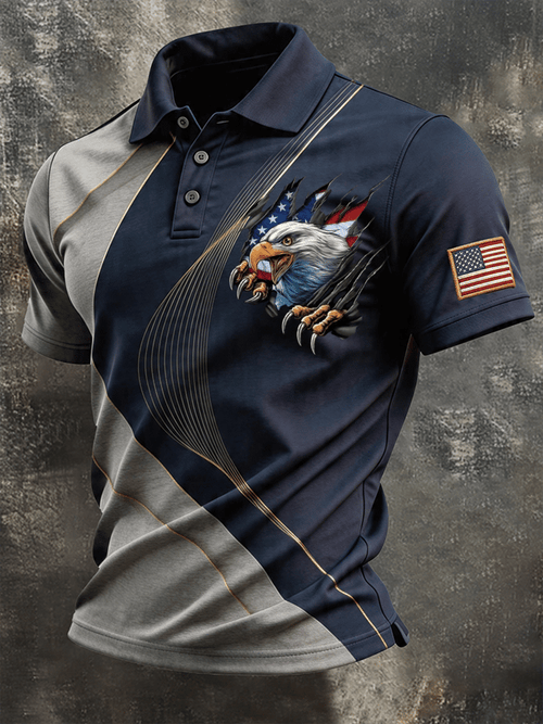 Men's America 250th Anniversary Print Casual Polo Shirt