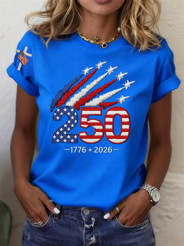 Women's 250th Anniversary Of The United States Printed Round neck Top