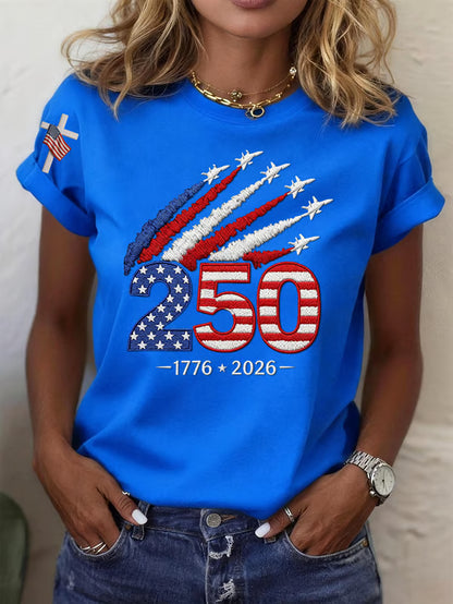Women's 250th Anniversary Of The United States Printed Round neck Top
