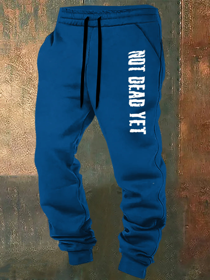 Not Dead Yet Pattern Print Casual  Casual Sweatpants