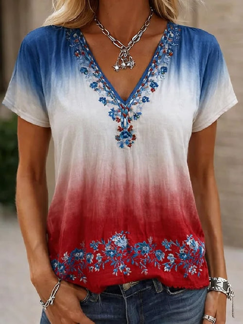 Women's Casual American 250th Anniversary Print T-shirt