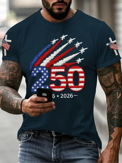 🔥Buy 3 Get 10% Off🔥Men's 250Th Anniversary Printed Round Neck Short Sleeve T-Shirt From The United States