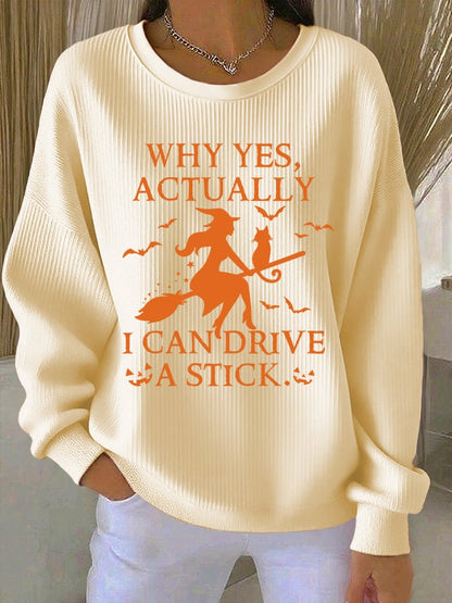 🔥HOT SALE🔥Women's Yes I Can Drive A Stick Print Round Neck Sweatshirt
