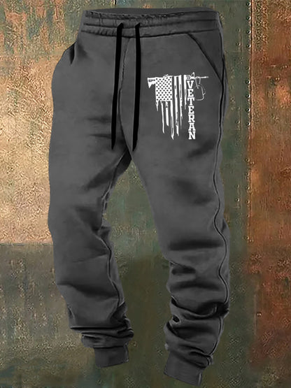 Gun And American Flag Veteran  Pattern Print Casual  Casual Sweatpants