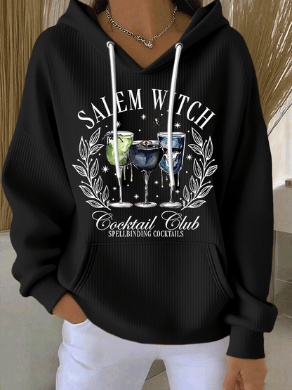 🔥HOT SALE🔥Women's Salem Witch Cocktail Club Spellbinding Cocktails Print Casual Hooded Sweatshirt