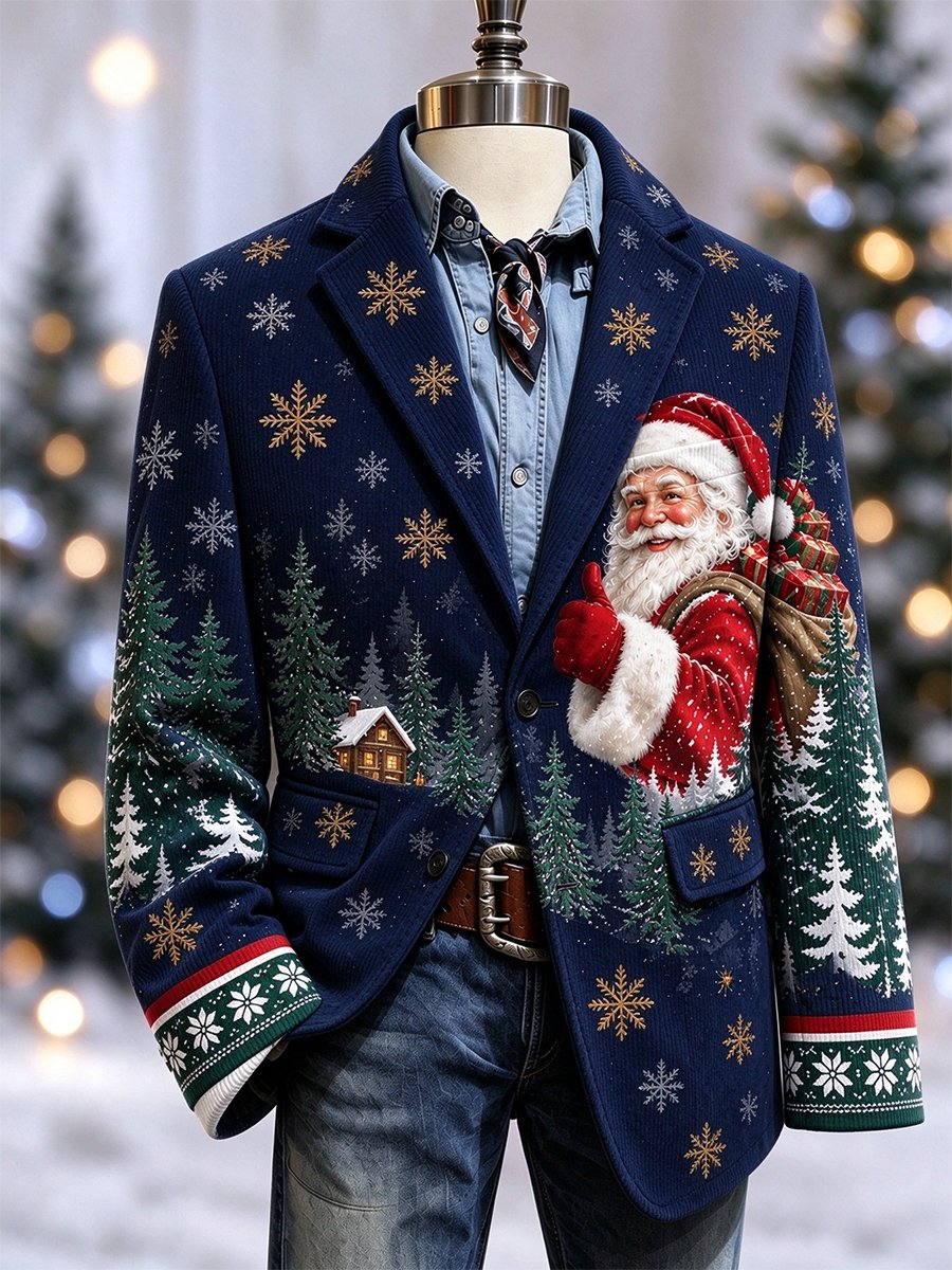 Men's Casual Christmas Corduroy Blazer