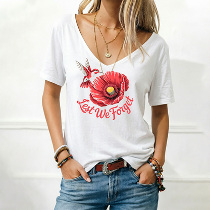 Memorial Day — "Lest We Forget" Commemorative Printed T-Shirt
