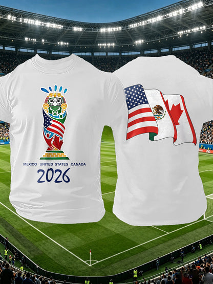Men's Retro  2026 Soccer Mexico United States Canada Print T-Shirt