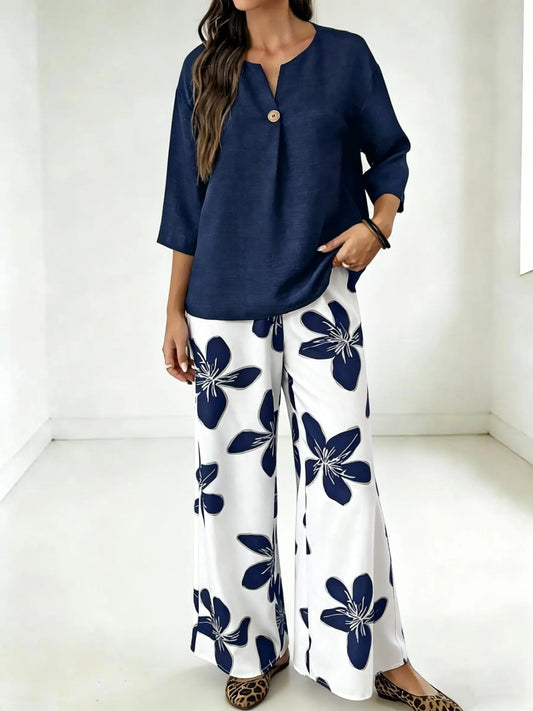 Women's Casual Vacation Floral Print Cotton Suit