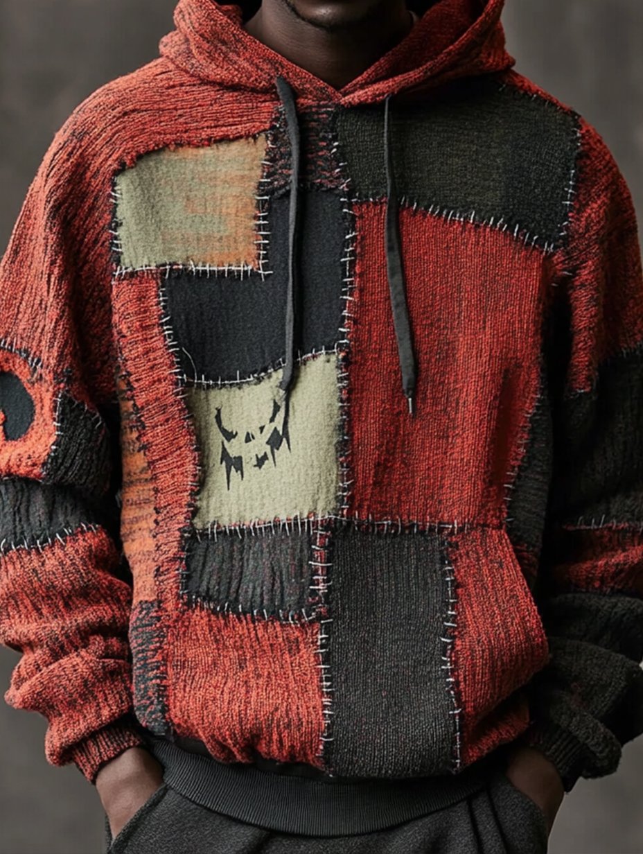 Men's Vintage Casual Halloween Art Hoodie