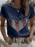 Women's Casual Short-Sleeve T-Shirt with U.S. 250th Anniversary Print