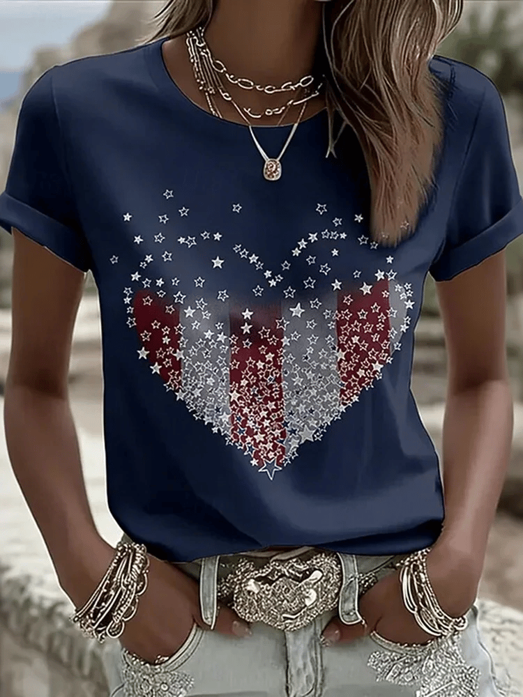Women's Casual Short-Sleeve T-Shirt with U.S. 250th Anniversary Print