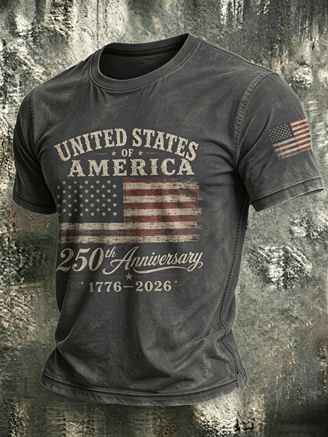 🔥Buy 3 Get 10% Off🔥250Th Anniversary Washed And Worn Round Neck T-Shirt In The United States