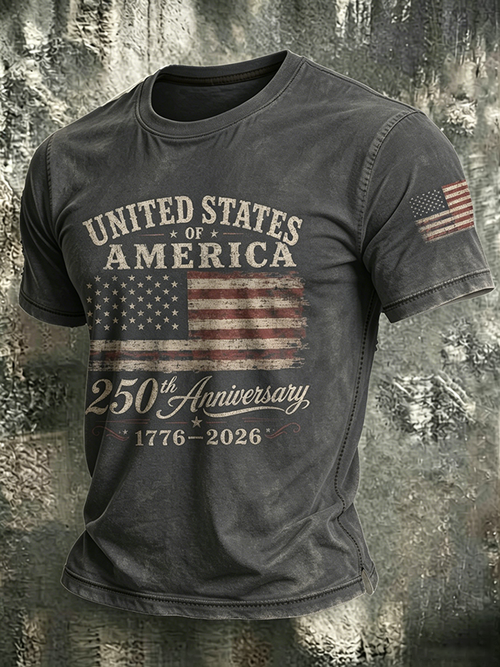 🔥Buy 3 Get 10% Off🔥250Th Anniversary Washed And Worn Round Neck T-Shirt In The United States