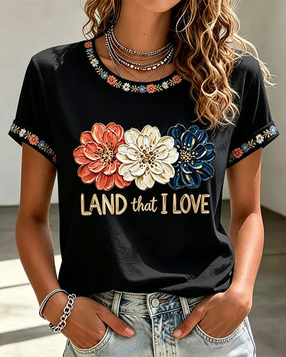 250th Anniversary Colorway Flowers Crew Neck Short Sleeve Tshirt