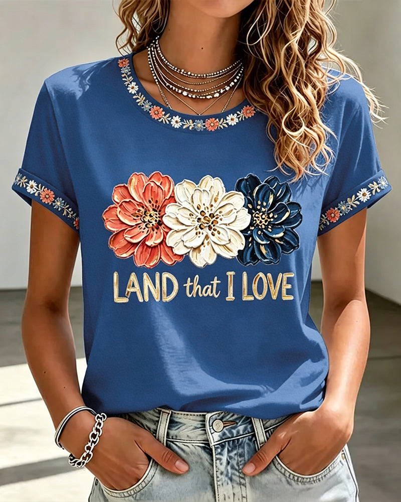 250th Anniversary Colorway Flowers Crew Neck Short Sleeve Tshirt